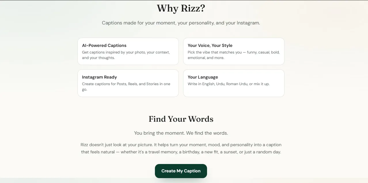 Rizz Your Moment Your Vibe Your Caption. gallery image
