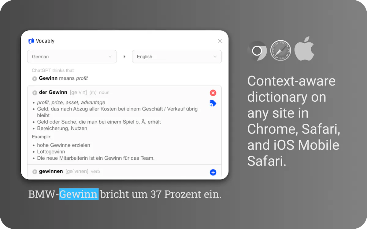 Vocably - language learning tool