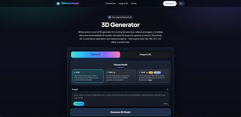 3D Generator — Prompt to 3D in Seconds screenshot 1