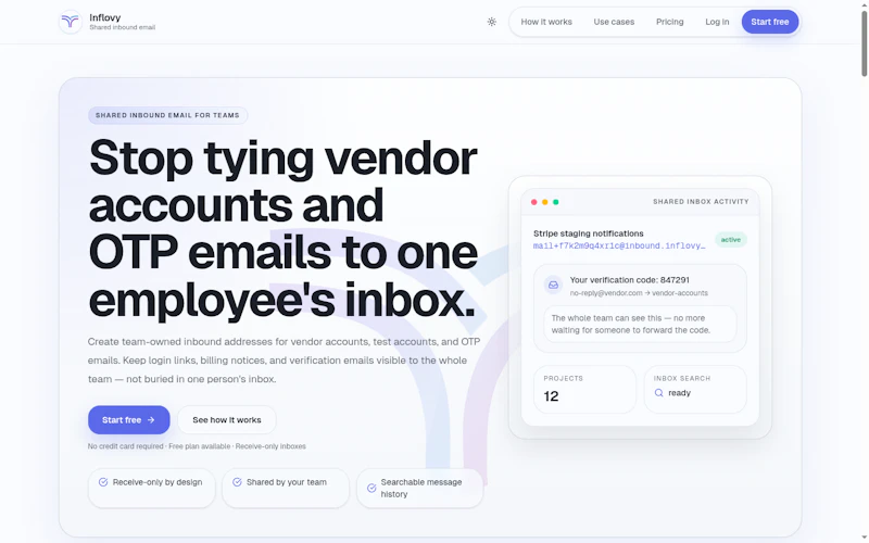 Inflovy – Shared Team Email Identities	 screenshot 2