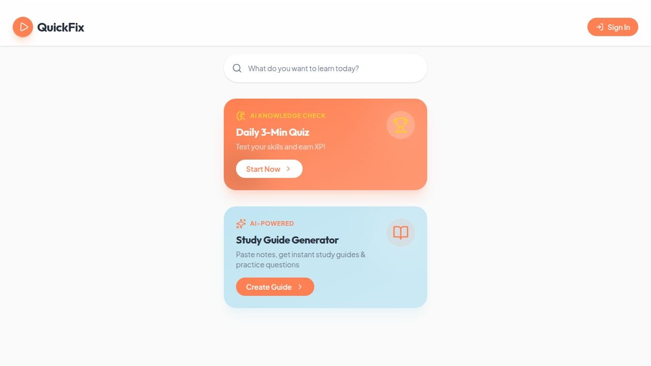 Quick Fix- Studying & Hacks  - Screenshot 2 showing product features and functionality