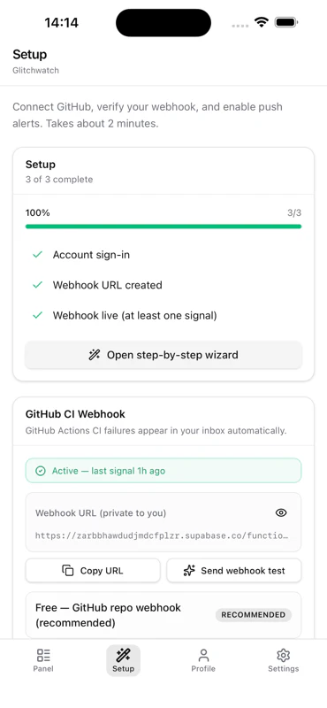 Glitchwatch — CI and deploy alerts 截图 3