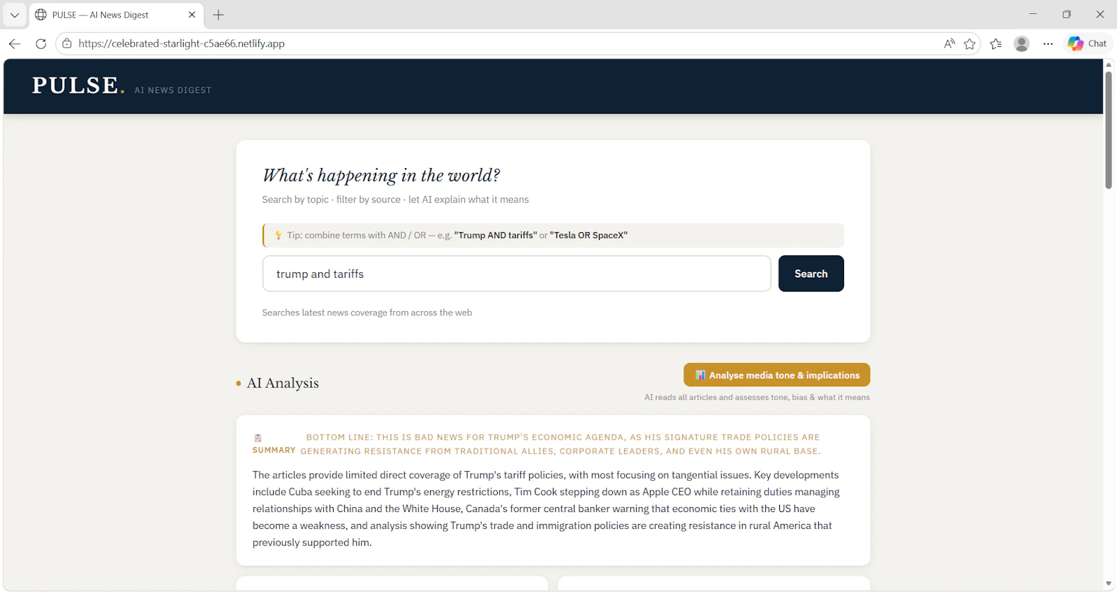 PULSE NEWS Intelligent Media Analysis screenshot 2