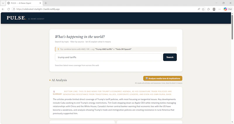 PULSE NEWS Intelligent Media Analysis screenshot 2