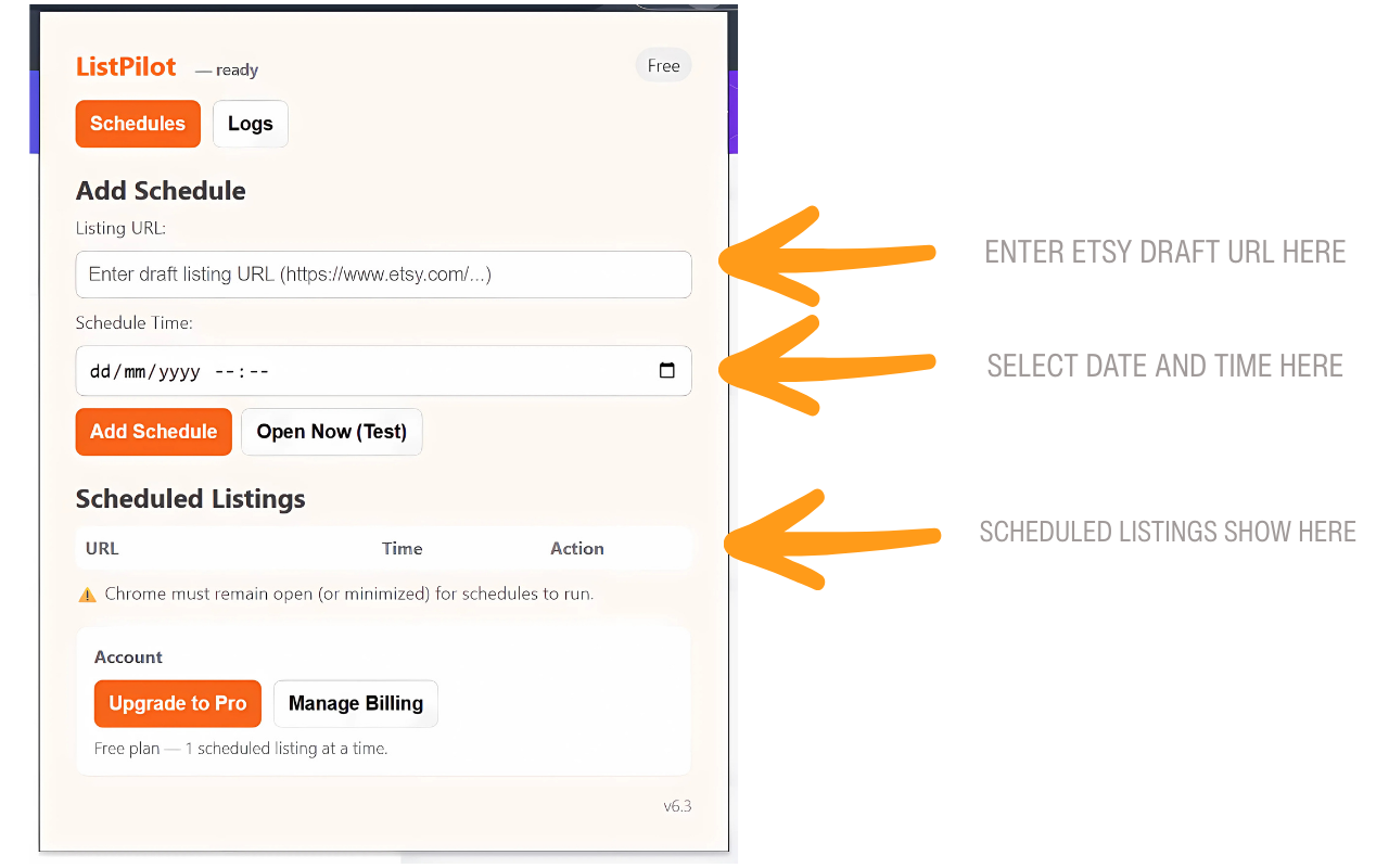 Média ListPilot - Planifier les listes de repêchage Etsy - Planifiez les versions Etsy pour publier automatiquement le bon moment. 6