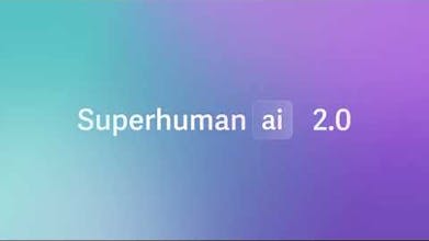 شعار سوبرهيومان AI 2.0: شعار مُزَخَرَف يمثل سوبرهيومان AI 2.0، أداة تعزز تجربة صندوق الوارد وتحسن مهارات الكتابة.