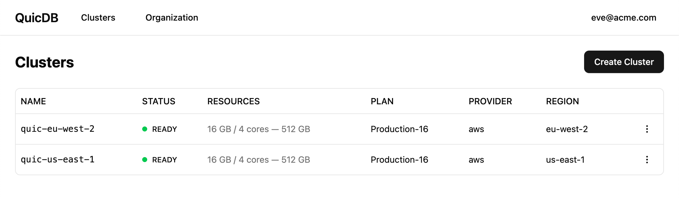 QuicDB: PostgreSQL database branches gallery image