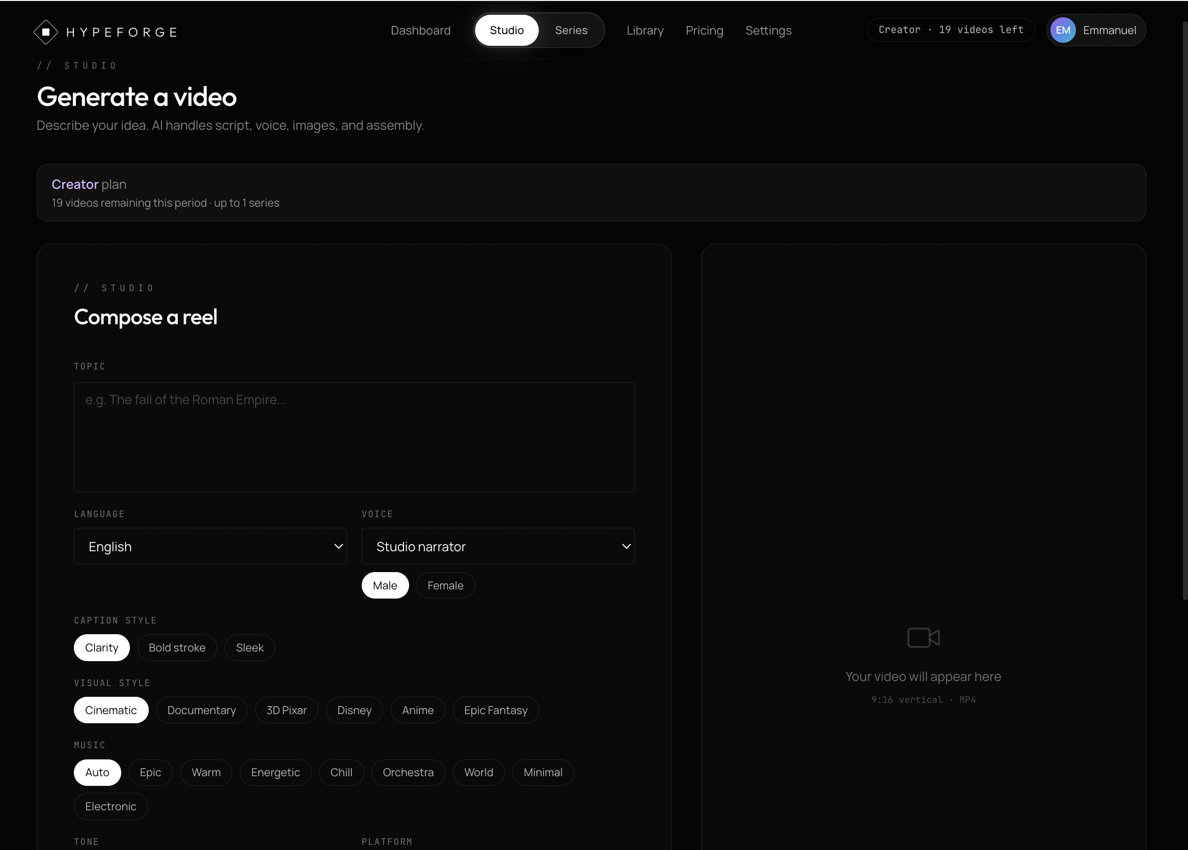Hypeforge — Turn ideas into viral videos gallery image