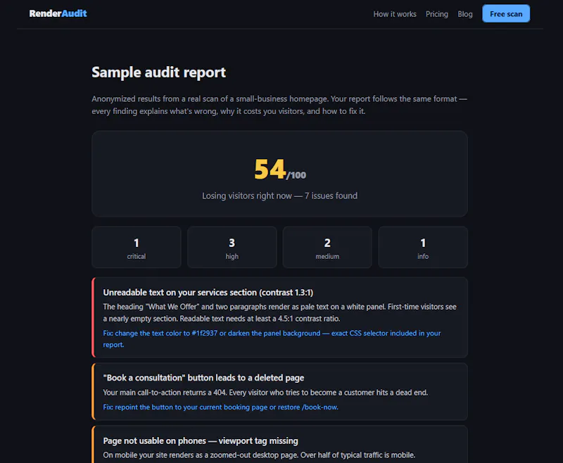 RenderAudit screenshot 3