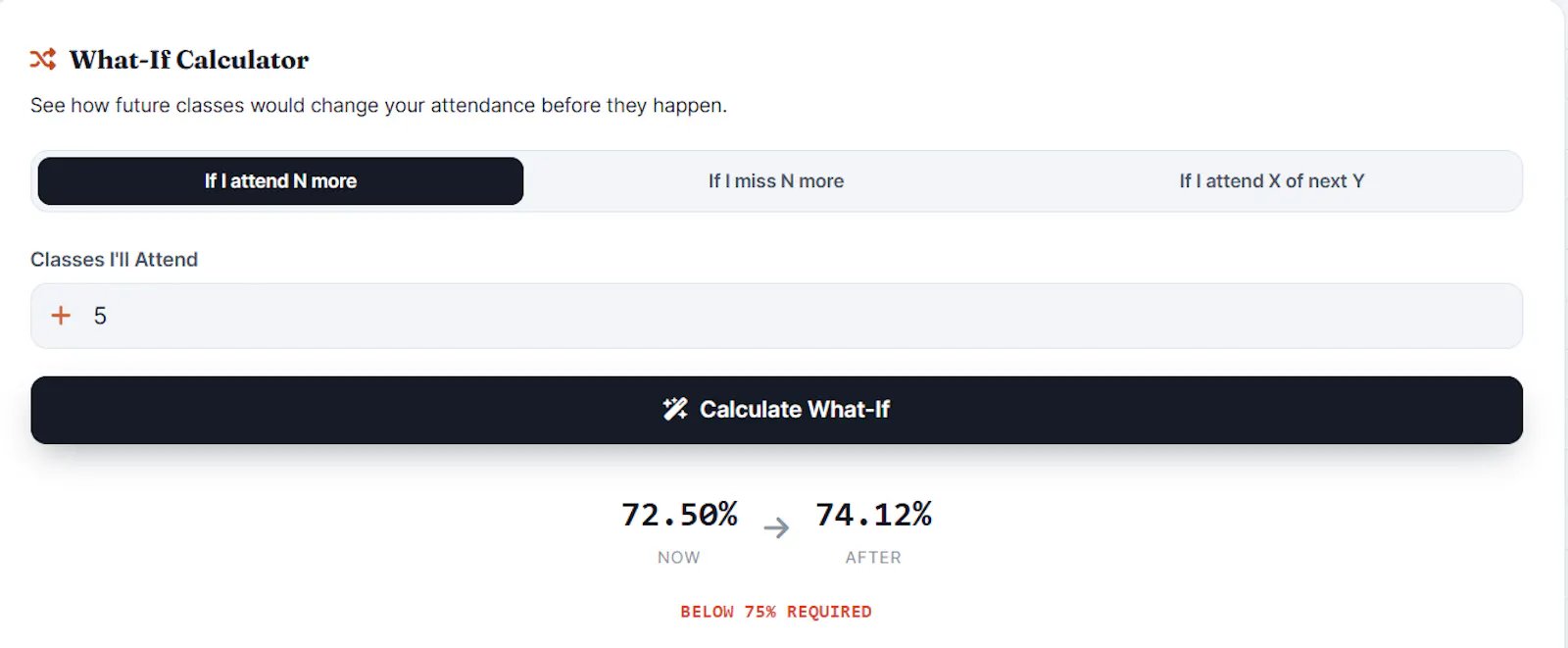 Attendance Percentage Calculator screenshot 3
