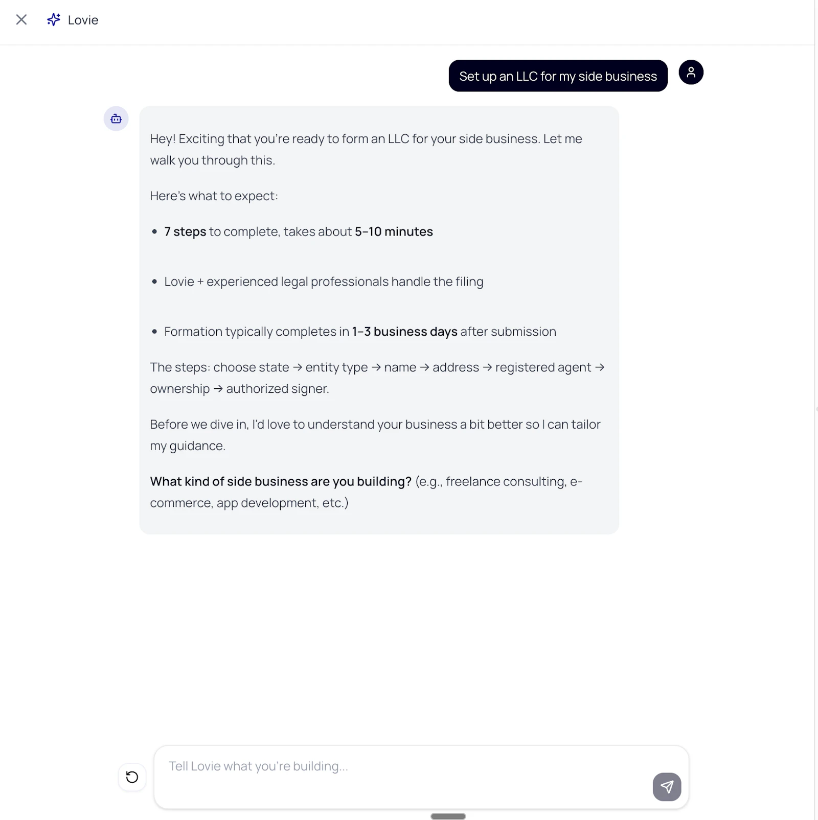 Lovie Formation - Incorporation MCP screenshot 5