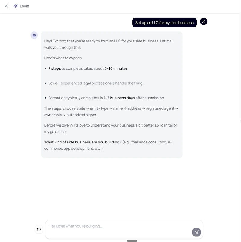 Lovie Formation - Incorporation MCP screenshot 5