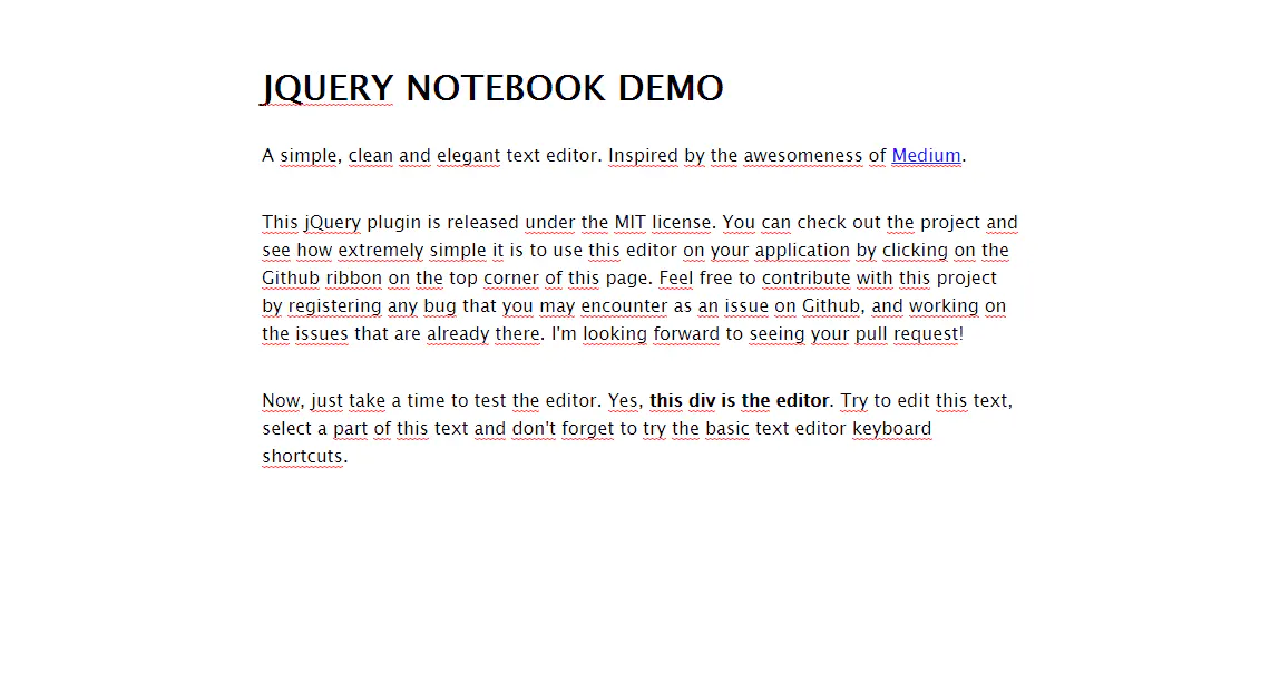 JQuery Notebook (Text Editor)