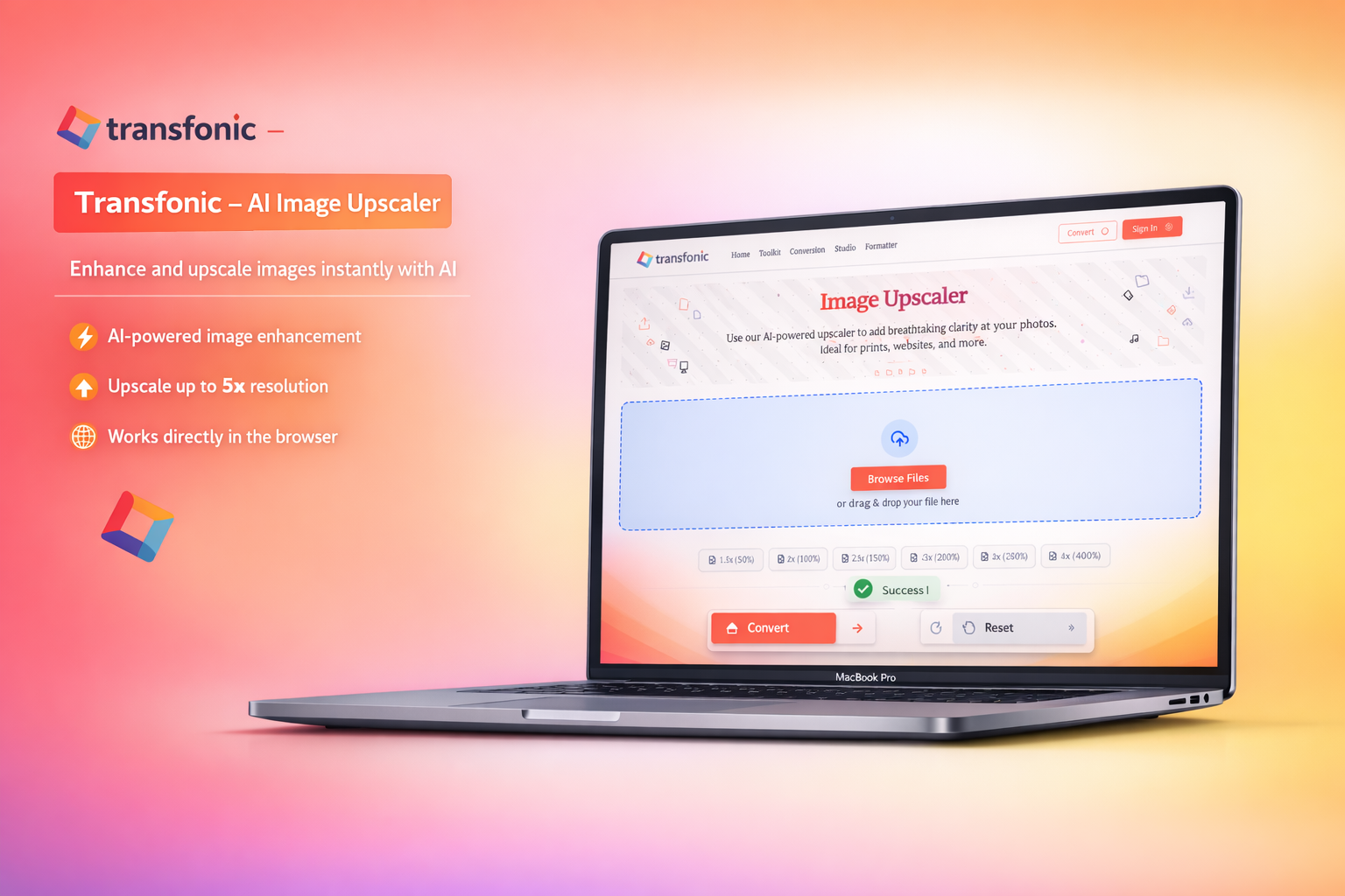 Transfonic 2.0 - Screenshot 3 showing product features and functionality