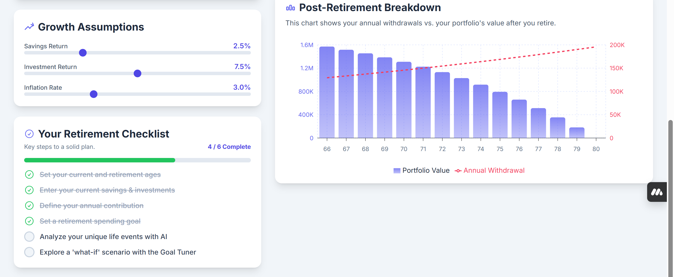 Retirement Wise AI Coach - Screenshot 2 showing product features and functionality