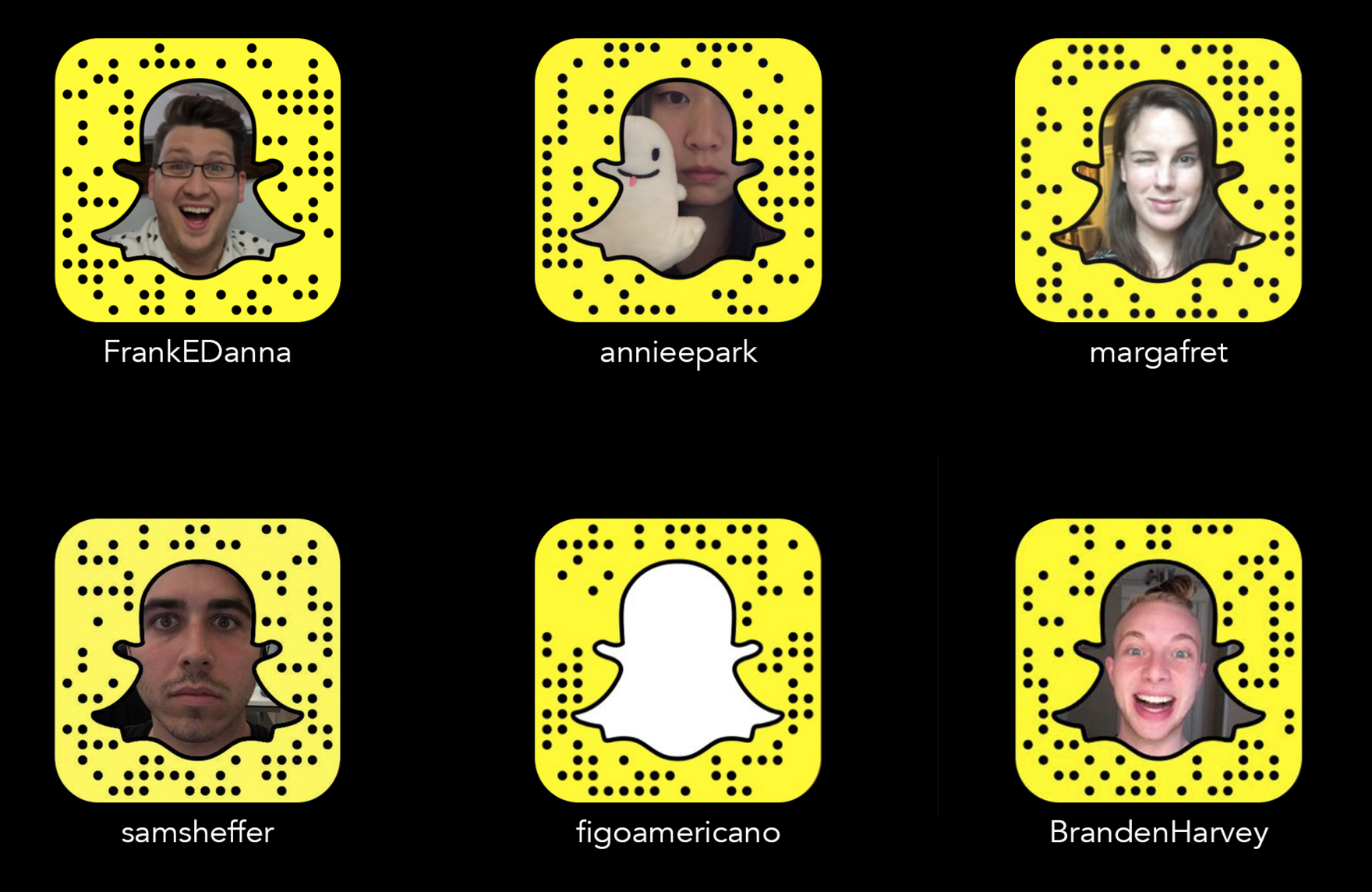 SnapCodes A curated list of the top Snapchatter's BooR Codes