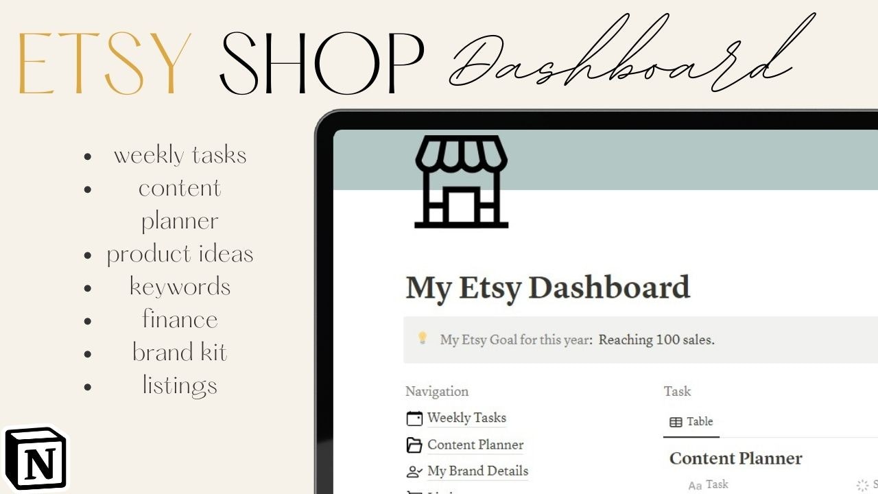 Plantilla de noción de gestión de la tienda de Etsy - Lleva tu tienda Etsy a un siguiente nivel media 2