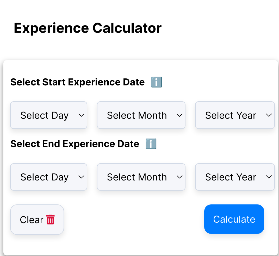 Experience Calculator gallery image