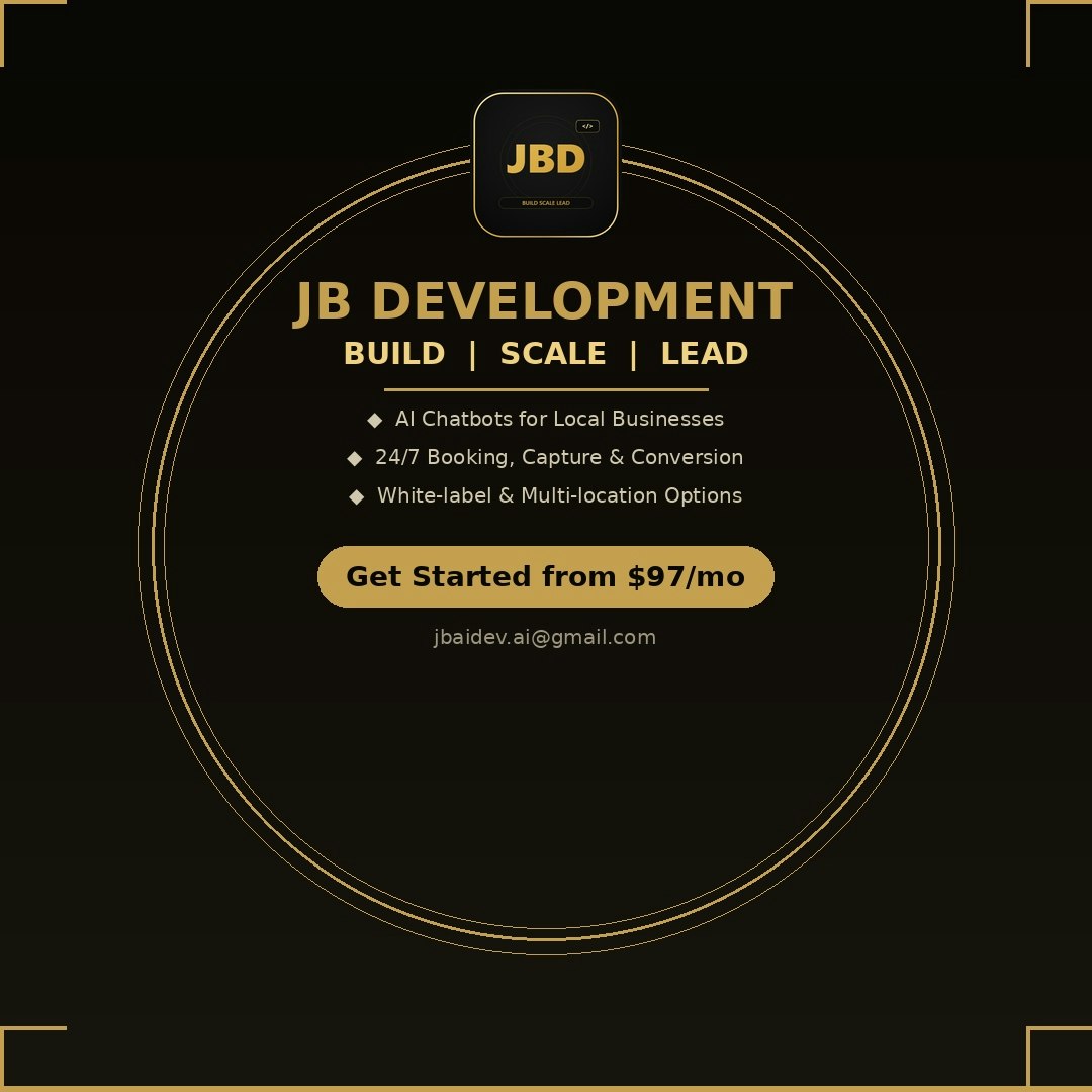 JBDevelopment AI Chatbot Embed Launch - Main product screenshot demonstrating key features and user interface