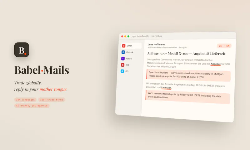 BabelMails screenshot 2