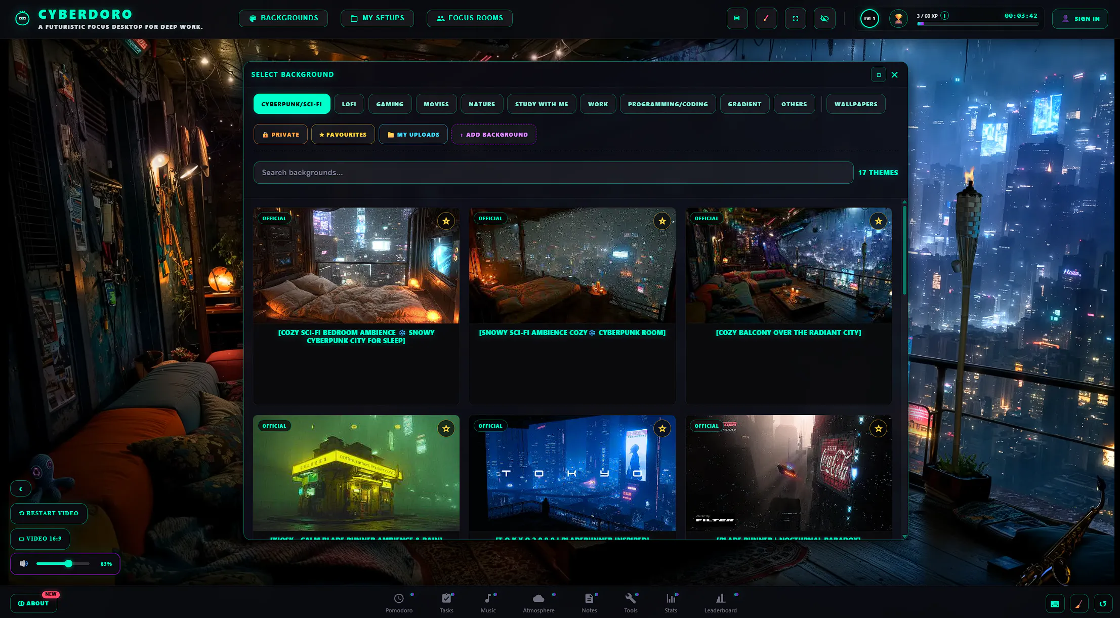 Cyberpunk focus timer with Pomodoro gallery image