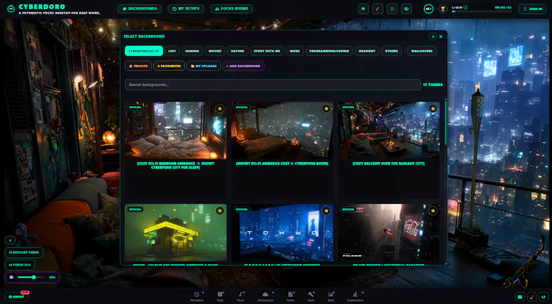 Cyberpunk focus timer with Pomodoro screenshot 3