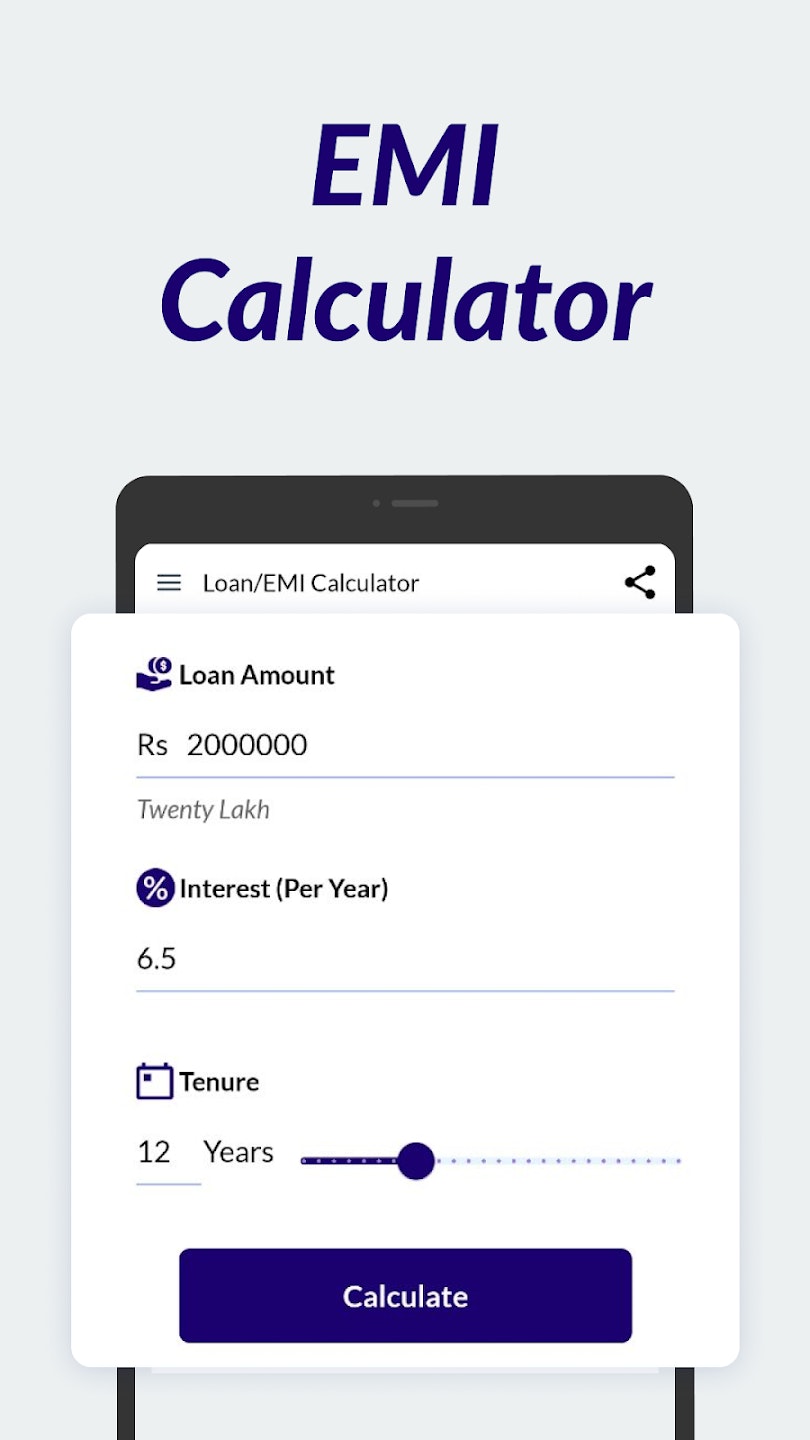 App da calculadora EMI: empréstimo cal media 1