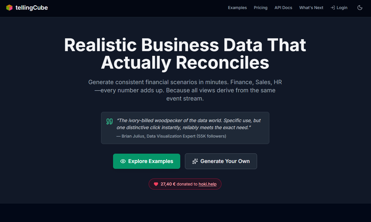 tellingCube 2.0 - Main product screenshot demonstrating key features and user interface