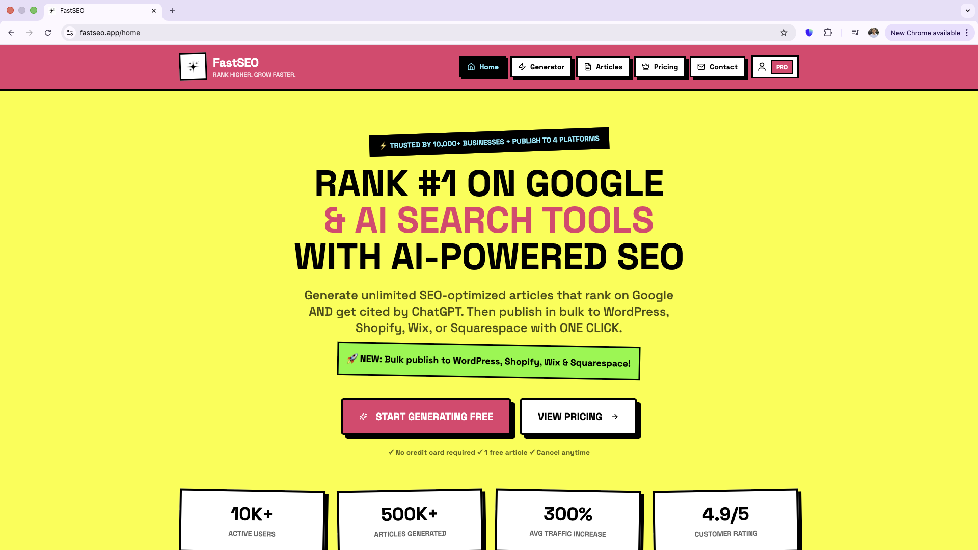 FastSEO - Main screenshot showing features and interface