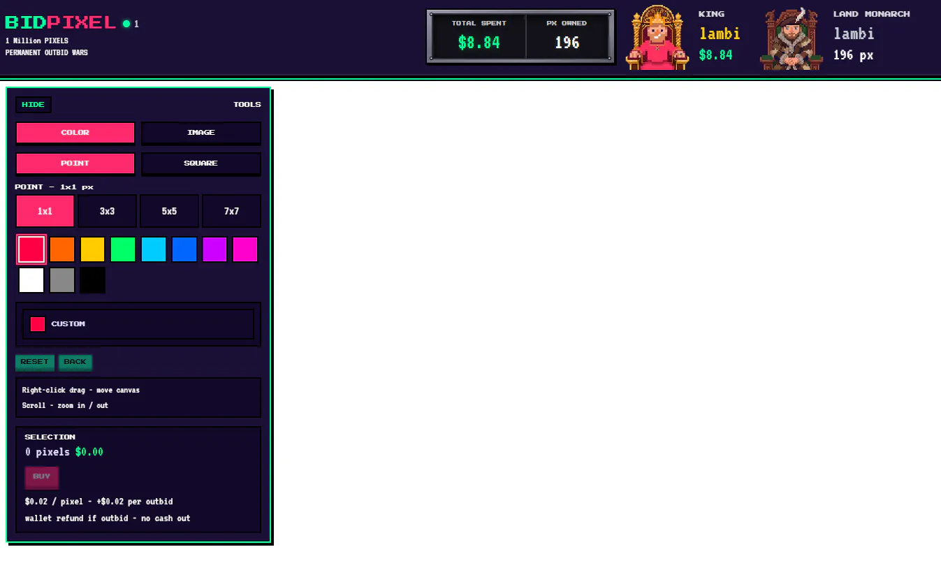BidPixel — Pixel Wars bidding website gallery image