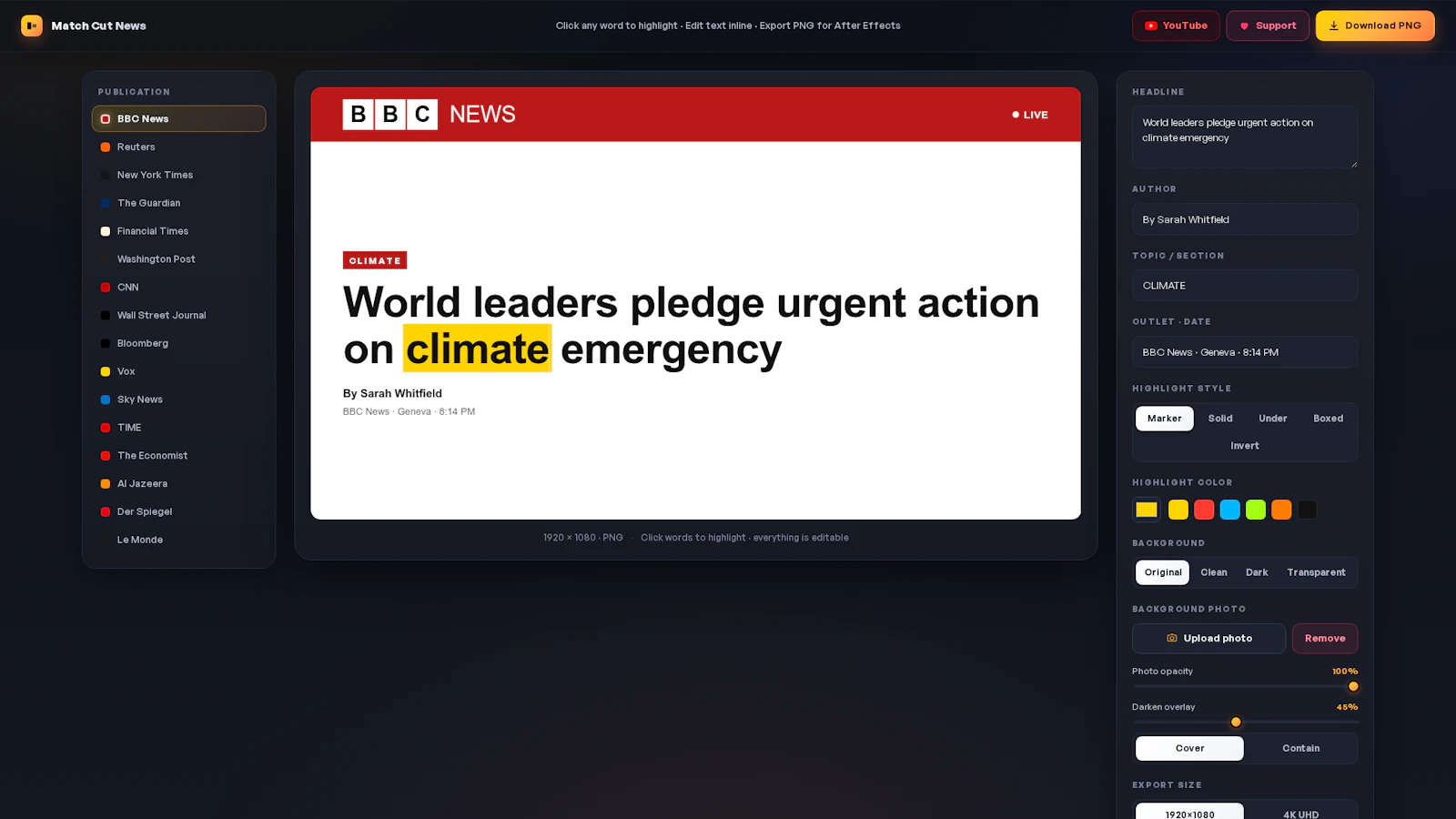 News Match Cut Headline Generator  screenshot 1