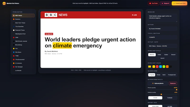 News Match Cut Headline Generator  screenshot 1