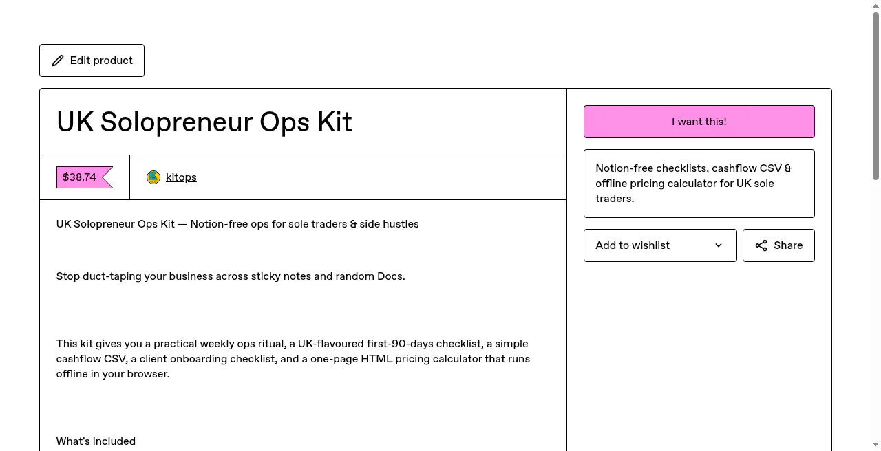 UK Solopreneur Ops Kit gallery image