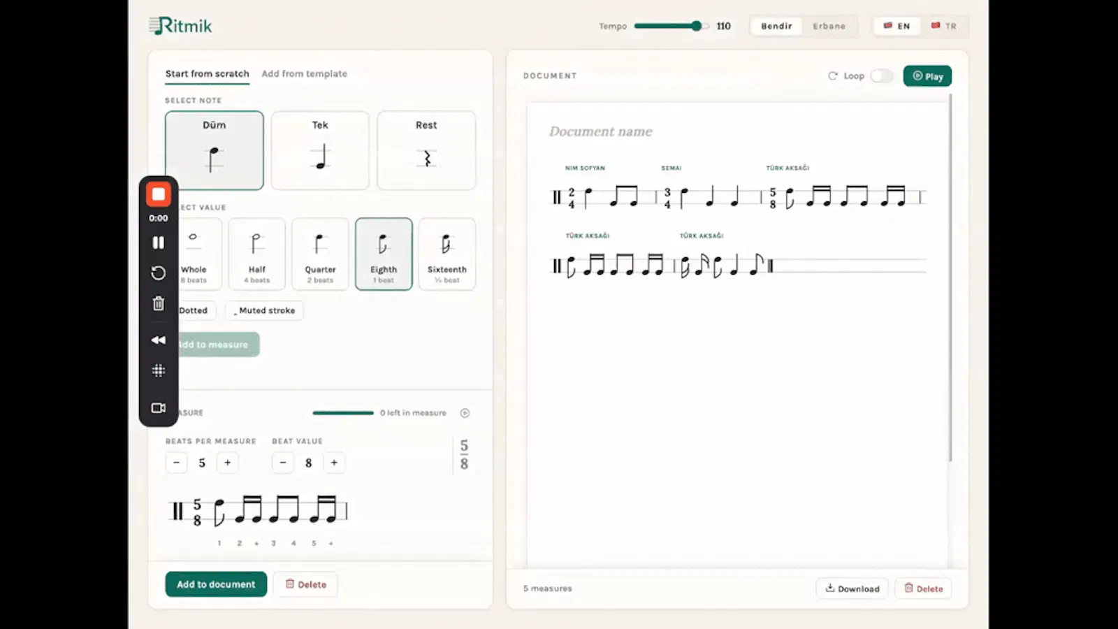 Ritmik — Rhythm Exercise Builder screenshot 1 (video preview)