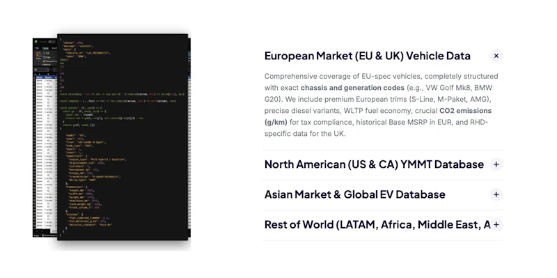 RevCarData Car Database API screenshot 1