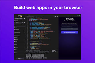 Una captura de pantalla de la plataforma Swizzle mostrando la interfaz de lenguaje natural para crear aplicaciones web.