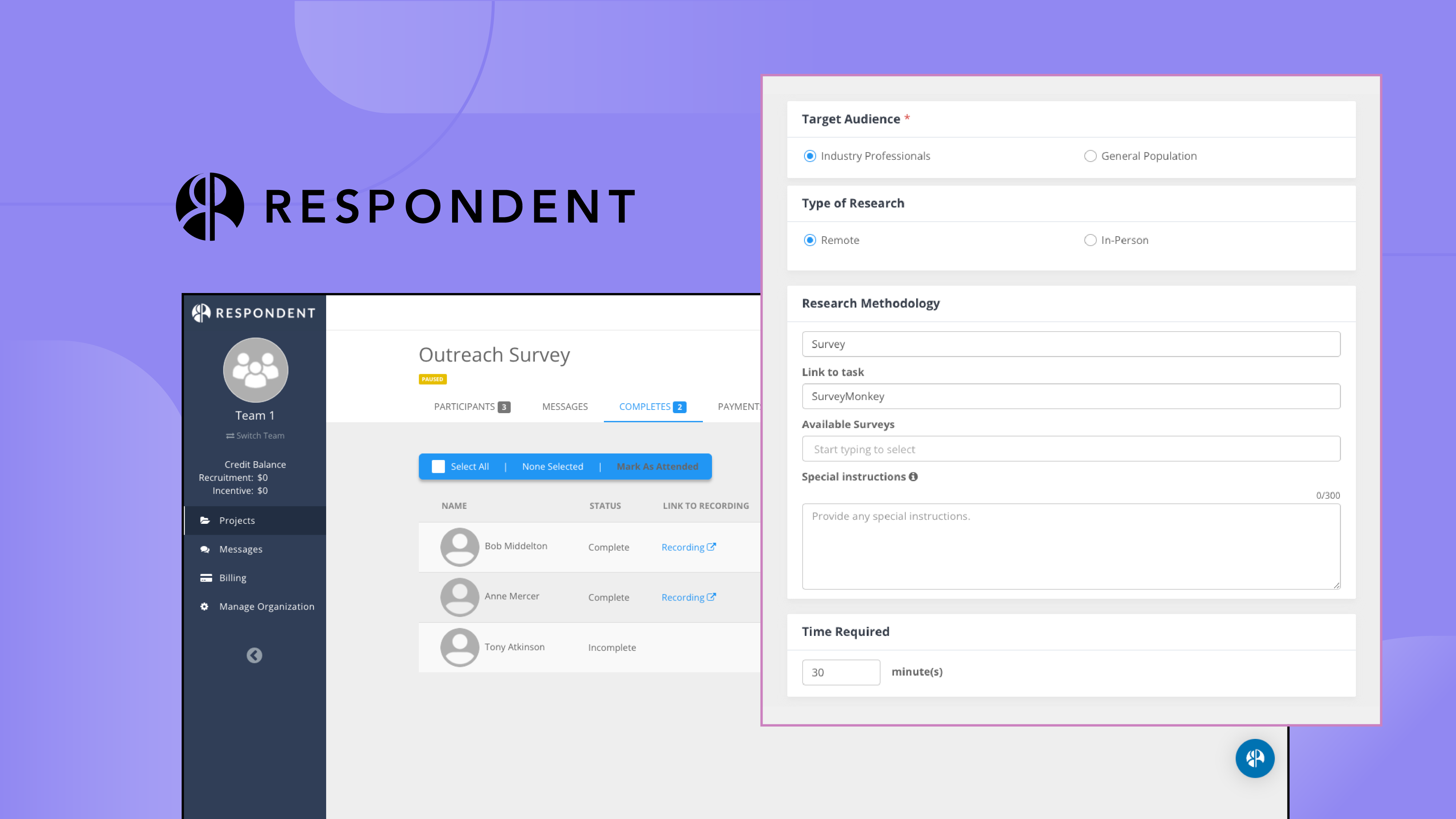Respondent - Research Participant Recruitment