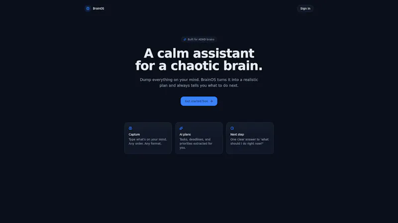 BrainOS — Your ADHD executive assistant screenshot 1