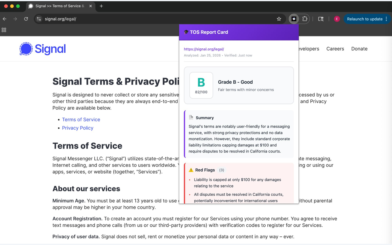 TOS Report Card - Screenshot 2 showing product features and functionality
