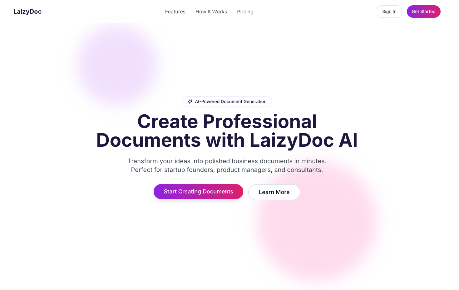 Laizydoc - Creëer klaar voor gebruiksdecks, PRD's en documenten in minuten niet-dagen. media 1