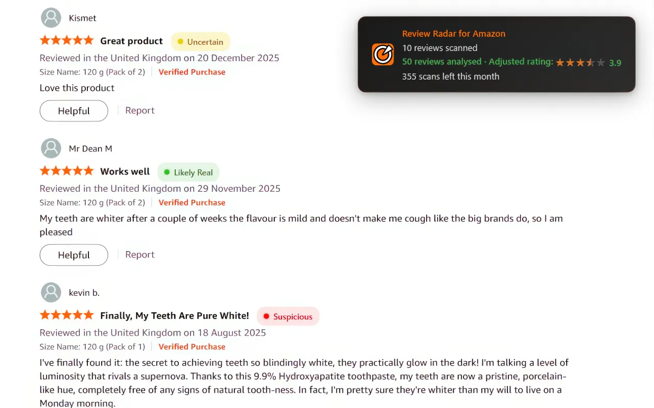 Review Radar for Amazon gallery image