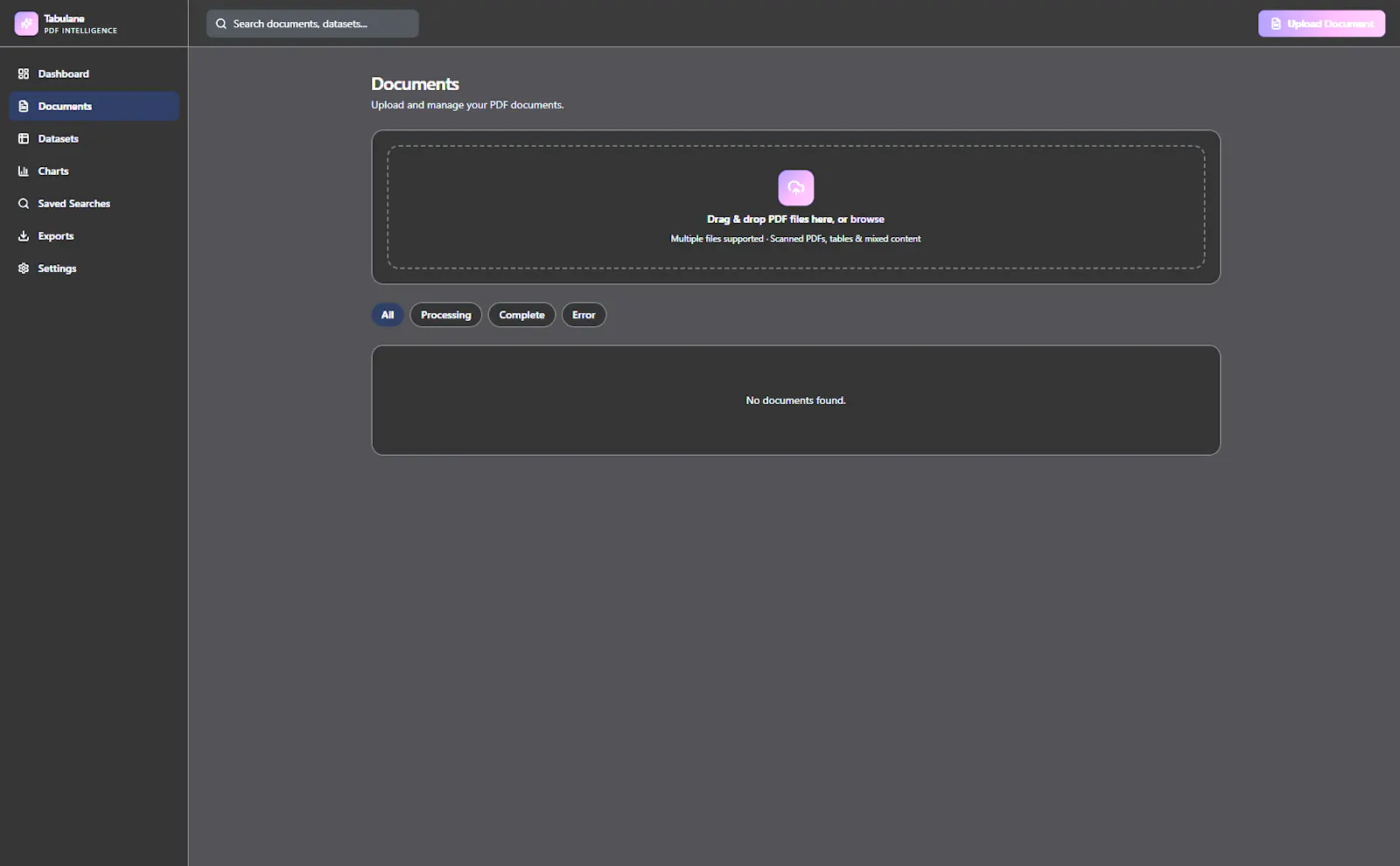 Tabulane PDF analization screenshot 1