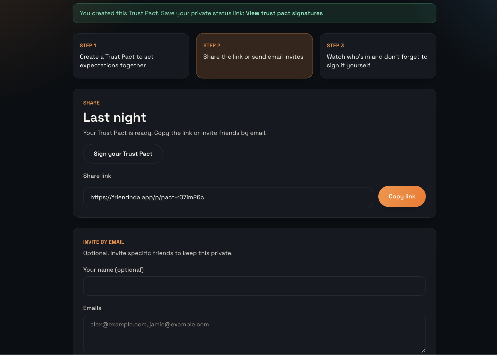 FriendNDA - Screenshot 3 showing product features and functionality
