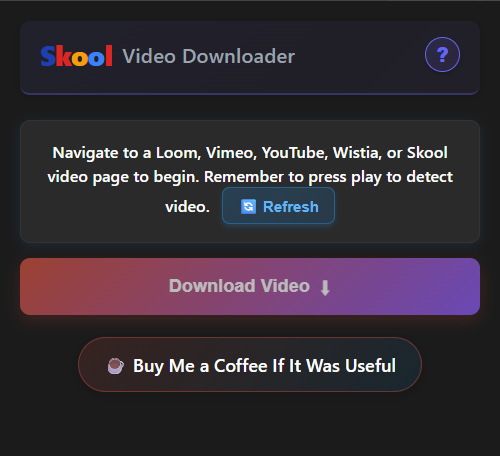 Skool Video Downloader - Main product screenshot demonstrating key features and user interface