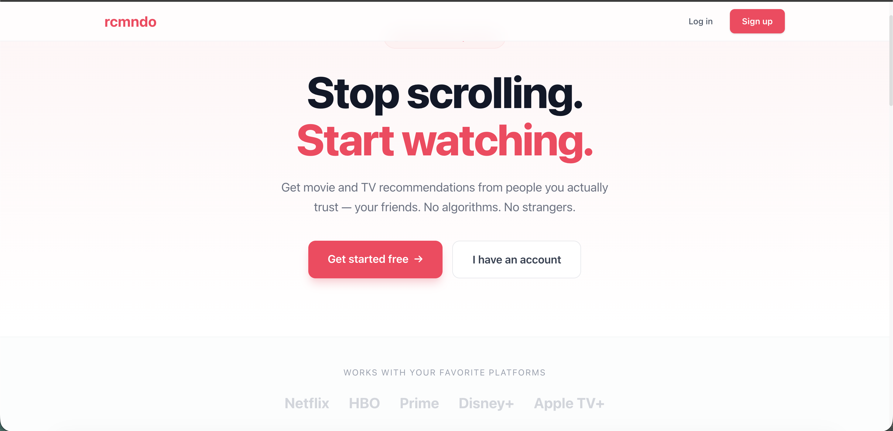 rcmndo - Main product screenshot demonstrating key features and user interface