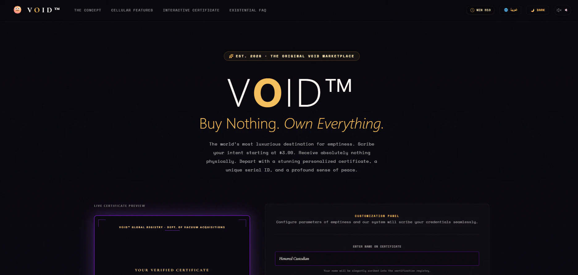 VOID™ — Buy Nothing. Own Everything. logo