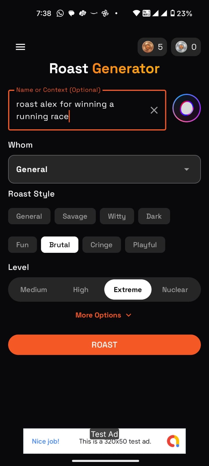 Roastify.ai: AI Roast Maker - Main product screenshot demonstrating key features and user interface