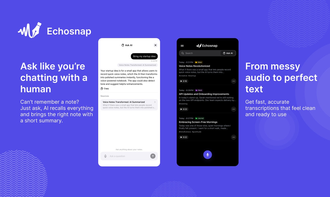 Echosnap Ai - Screenshot 3 showing product features and functionality