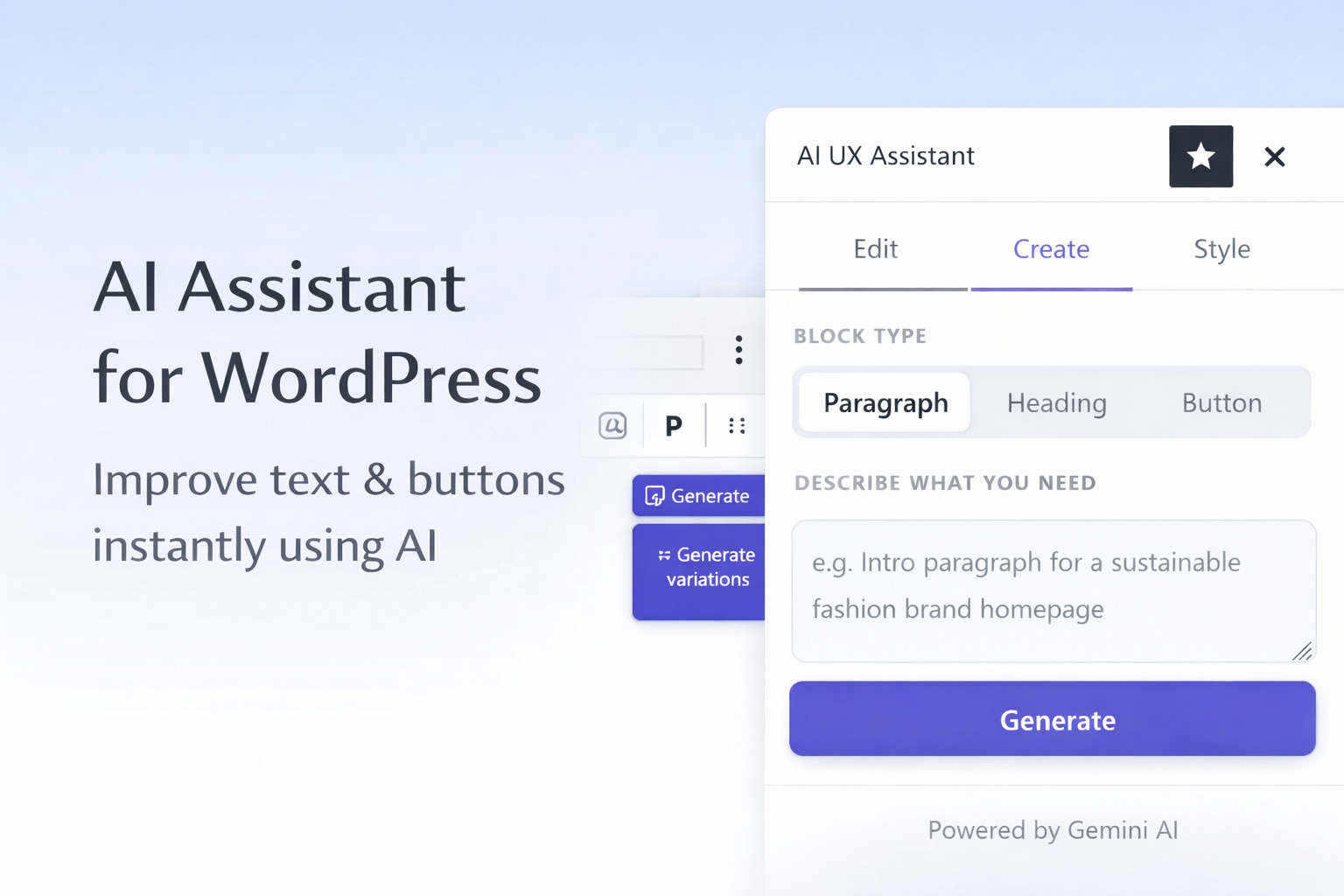 AI UX Assistant for WP gallery image