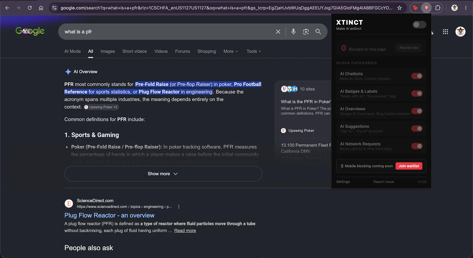 XTINCT: Remove AI clutter from the web screenshot 1